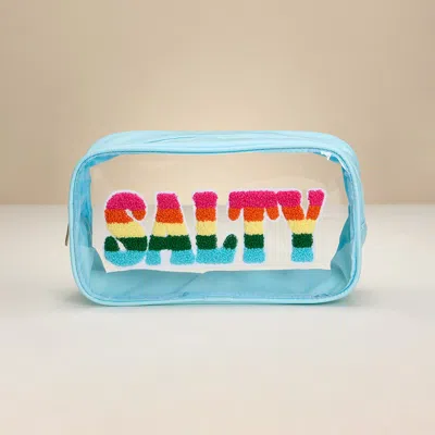 Fashnzfab Salty Message Transparent Pouch Bag / Organizer In Blue