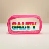 Fashnzfab Salty Message Transparent Pouch Bag / Organizer In Pink