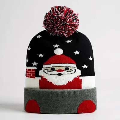 Fashnzfab Santa Claus Pom Pom Winter Beanie Hat In Multi
