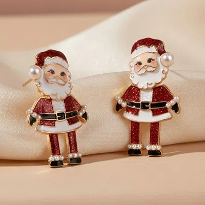 Fashnzfab Santa Claus Statement Earrings In Red