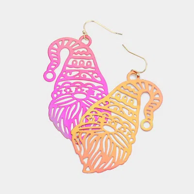 Fashnzfab Santa Metal Cutout Dangle Earrings - Ab, Red In Animal Print