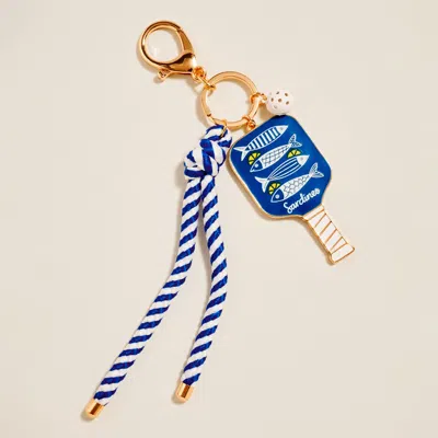 Fashnzfab Sardine Pickleball Paddle Knot Strap Keychain Bag Charm In Blue