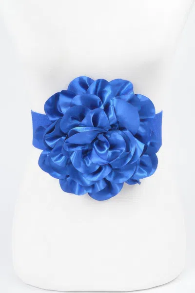 Fashnzfab Satin Big Flower Elastic Belt In Purple