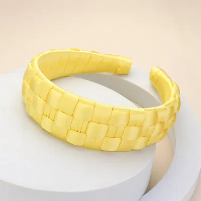 Fashnzfab Satin Braided Headband In Yellow