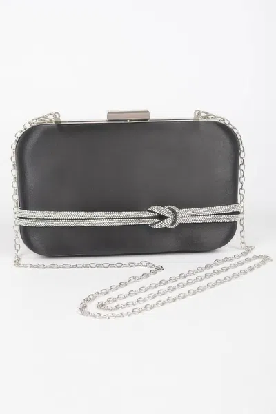 Fashnzfab Satin Frame Party Clutch In Black