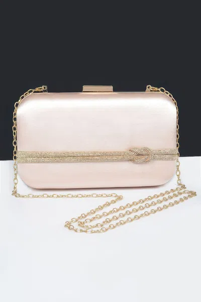 Fashnzfab Satin Frame Party Clutch In Gold