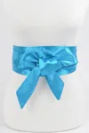 Fashnzfab Satin Kimono Belt In Blue