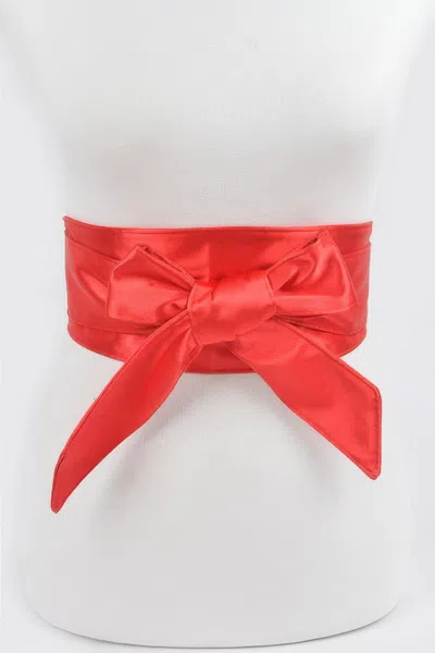Fashnzfab Satin Kimono Belt In Red
