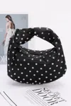 Fashnzfab Satin Metal Studded Hobo Bag In Black