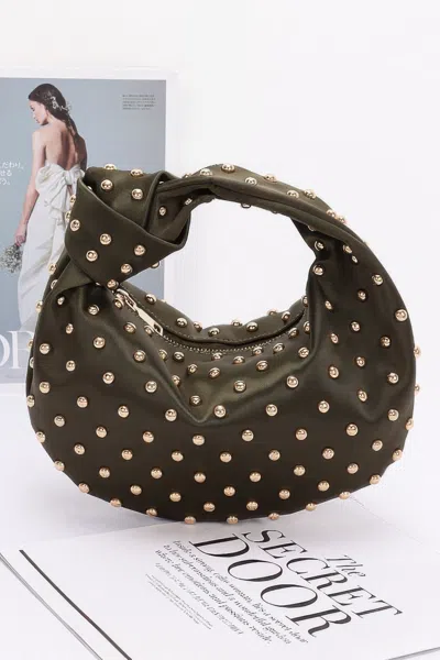 Fashnzfab Satin Metal Studded Hobo Bag In Multi