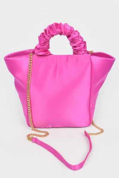 Fashnzfab Satin Tote Bag W/chain In Pattern