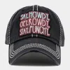 Fashnzfab Say Howdy Get Rowdy Stay Punchy Message Vintage Baseball Cap In Black