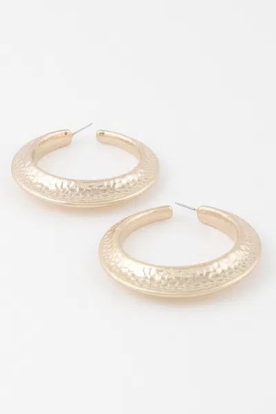 Fashnzfab Scaled Indent Hoop Earrings In White