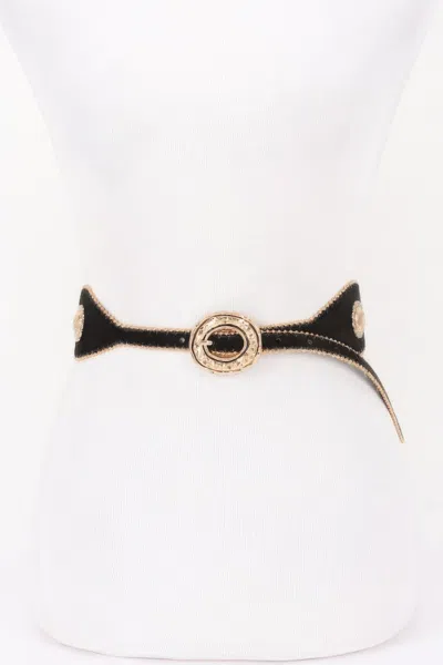 Fashnzfab Scalloped Edge Concho Belt In Gold