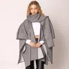 Fashnzfab Scarf Ruana Poncho In Gray