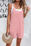 Fashnzfab Scoop Neck Spaghetti Straps Loose Fit Solid Romper