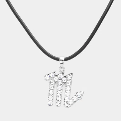 Fashnzfab Scorpio - Stone Embellished Zodiac Pendant Necklace In Silver