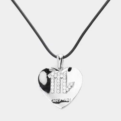 Fashnzfab Scorpio - Zodiac Heart Layered Pendant Necklace In Metallic