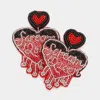 Fashnzfab Scream Queen Message Felt Back Beaded Heart Dangle Earrings In Red
