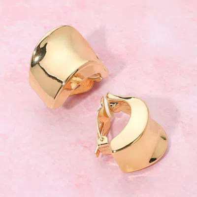 Fashnzfab Sculpted Curved Metal Clip On Earrings In Gold