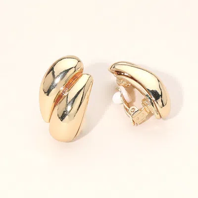 Fashnzfab Sculpted Curved Metal Clip On Earrings In Pink