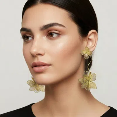 Fashnzfab Sculpted Cutout Bloom Drop Statement Earrings In Multi