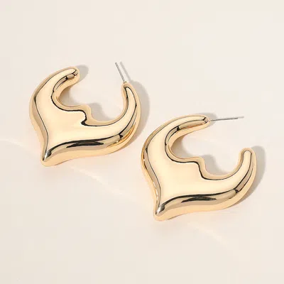 Fashnzfab Sculpted Metal Hoop Earrings In Gold