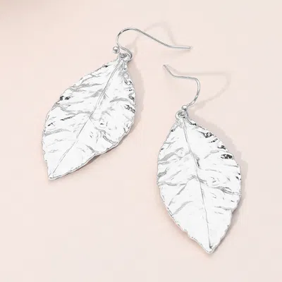 Fashnzfab Sculpted Metal Leaf Dangle Earrings In Metallic
