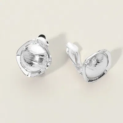 Fashnzfab Sculpted Metal Round Stud Clip On Earrings In Metallic