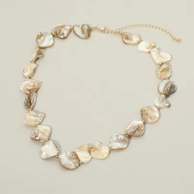 Fashnzfab Sculpted Organic Shaped Shell Link Necklace In Gold