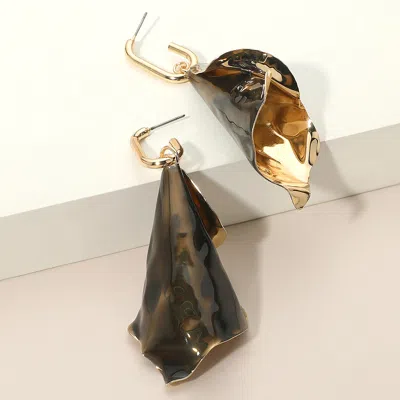 Fashnzfab Sculptural Enamel Drop Dangle Earrings In Black