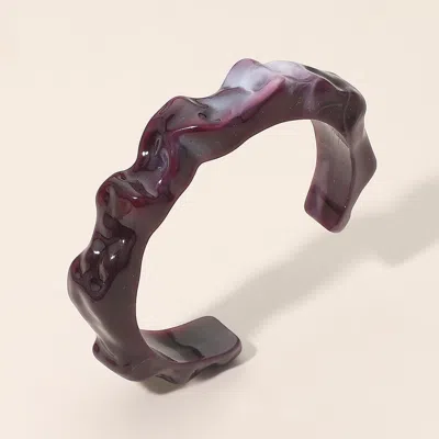 Fashnzfab Sculptural Marbled Resin Cuff Bracelet In Black