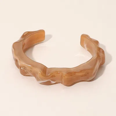 Fashnzfab Sculptural Marbled Resin Cuff Bracelet In Brown