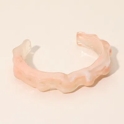 Fashnzfab Sculptural Marbled Resin Cuff Bracelet In Pink