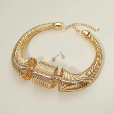 Fashnzfab Sculptural Metal Coin Collar Statement Choker Necklace In Gold