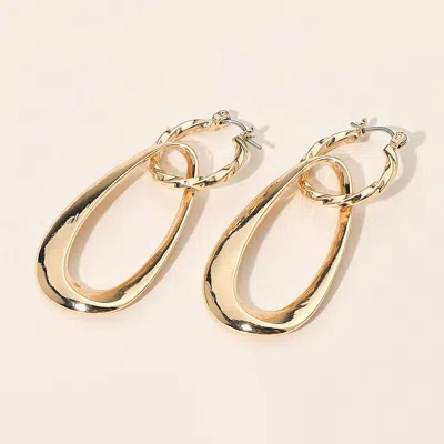 Fashnzfab Sculptural Metal Drop Pin Catch Earrings In Gold