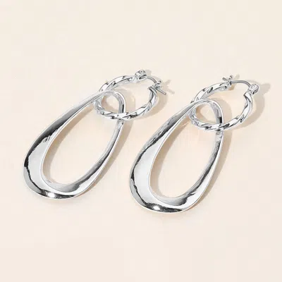 Fashnzfab Sculptural Metal Drop Pin Catch Earrings In Silver