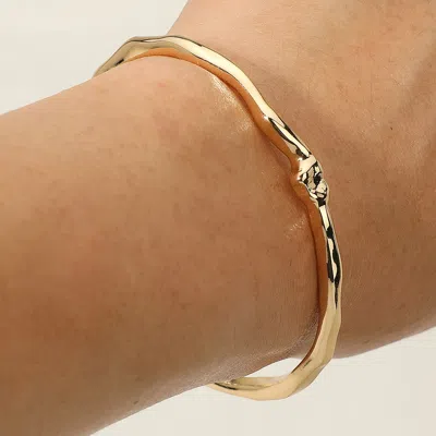 Fashnzfab Sculptural Metal Organic Form Cuff Bracelet Gold