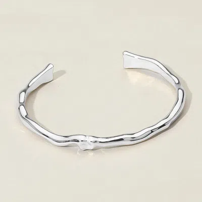Fashnzfab Sculptural Metal Organic Form Cuff Bracelet Rhodium In Silver