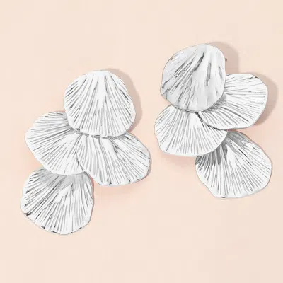 Fashnzfab Sculptural Textured Metal Layered Petal Earrings In Multi