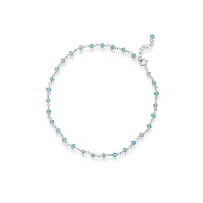 Fashnzfab Sea Breeze Blue! 9.5" + 1" Apatite Bead Anklet In Purple