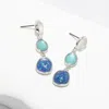 Fashnzfab Sea Glass Cluster Link Dropdown Earrings 0.4" X 1.6" In Multi