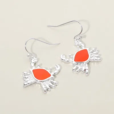 Fashnzfab Sea Glass Crab Charm Drop Dangle Earrings In Red