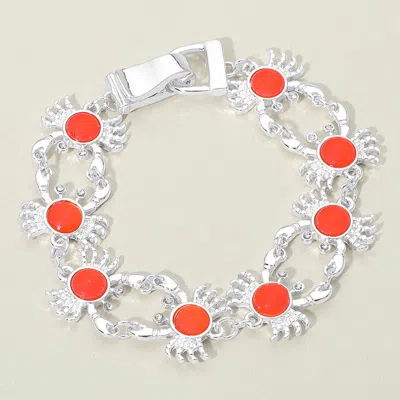 Fashnzfab Sea Glass Crab Charm Link Magnetic Bracelet In Multi