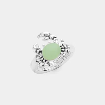 Fashnzfab Sea Glass Crab Stretch Ring In Multi