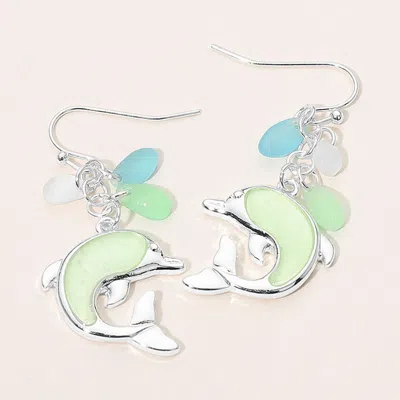 Fashnzfab Sea Glass Dolphin Drop Dangle Earrings In Multi