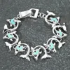 Fashnzfab Sea Glass Dolphin Link Magnetic Bracelet Blue, Silver In Multi