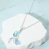 Fashnzfab Sea Glass Dragonfly Pendant Necklace In Metallic
