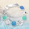 Fashnzfab Sea Glass Embossed Metal Sea Life Magnetic Link Bracelet Multi In Multi