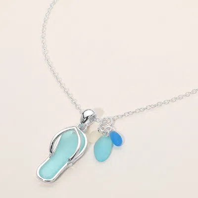 Fashnzfab Sea Glass Flip Flop Charm Pendant Necklace In Multi